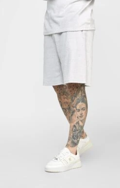 SikSilk Grey Repeat Logo Towelling Short