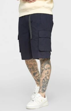 SikSilk Navy Woven Cargo Short