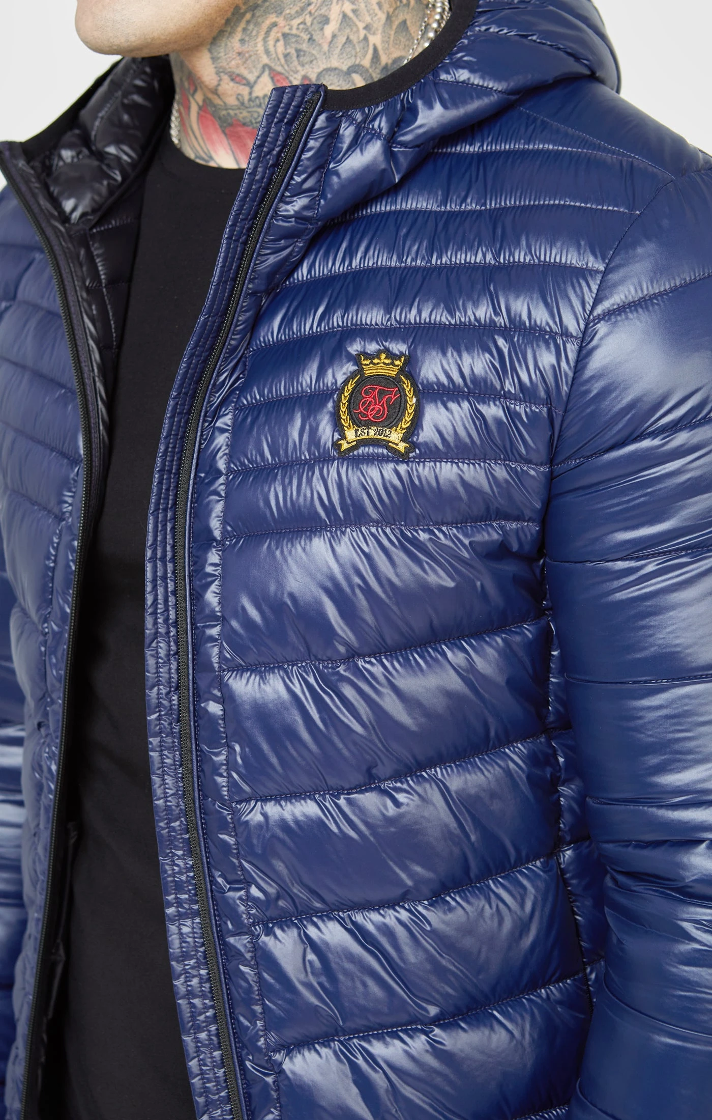 SikSilk Blue Packable Bubble Jacket - Image 2