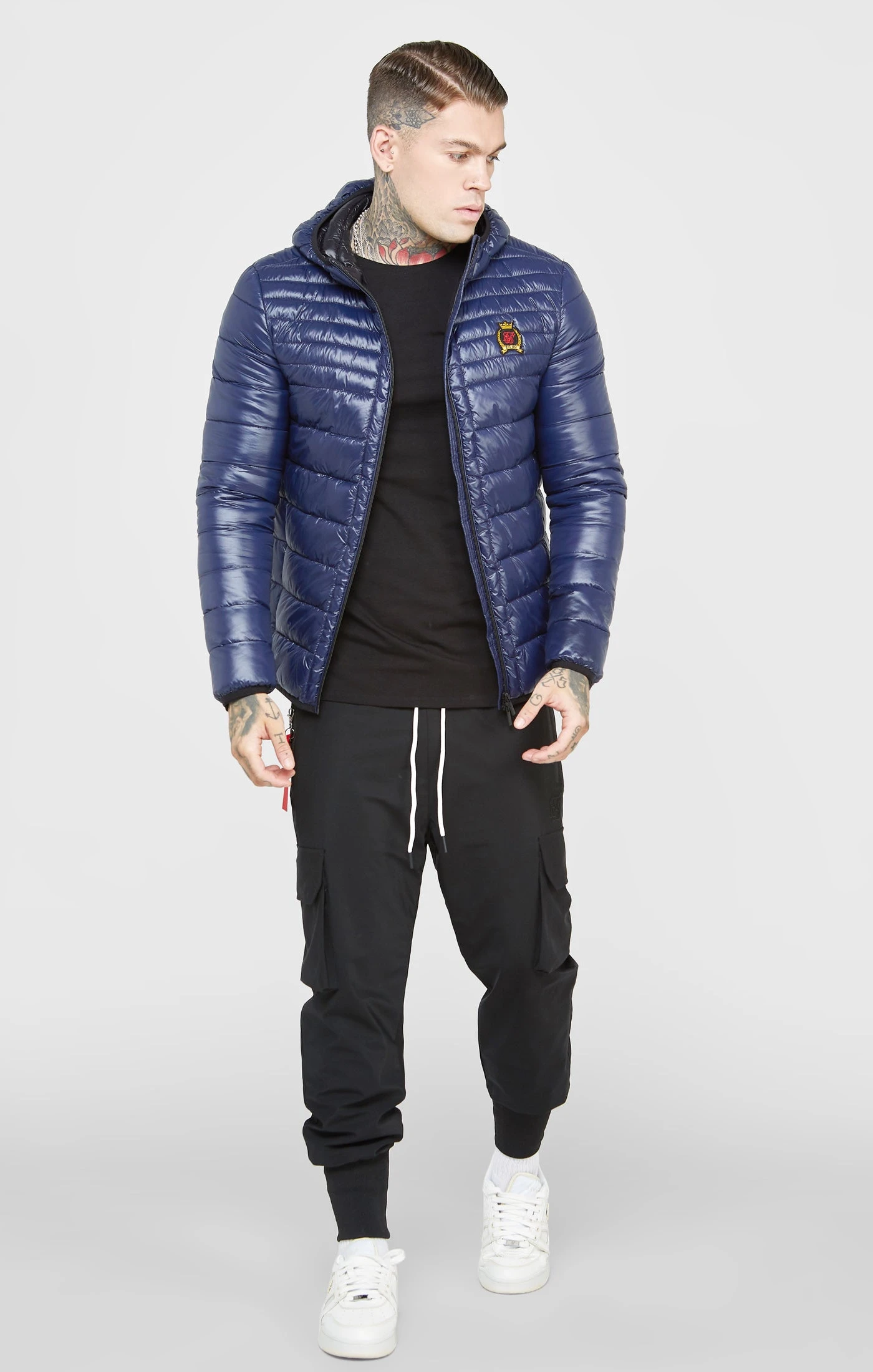 SikSilk Blue Packable Bubble Jacket - Image 3