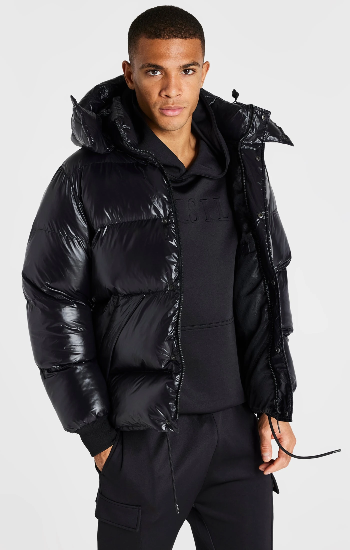 SikSilk Black Puffer Jacket - Image 2