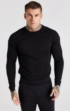 SikSilk Black Panel Muscle Fit T-Shirt