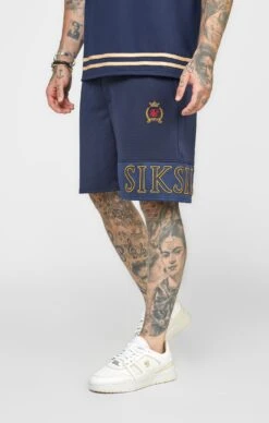 SikSilk Navy Embroidery Relaxed Short