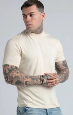 SikSilk Beige High Neck T-Shirt
