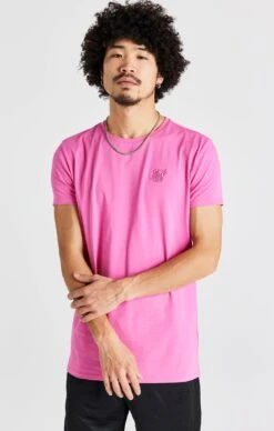 SikSilk Pink Short Sleeve Muscle Fit T-Shirt