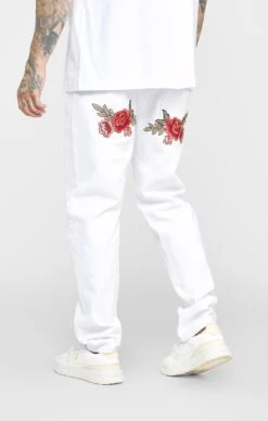 SikSilk White Rose Straight Cut Denim