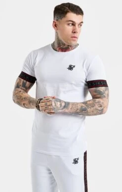 SikSilk Tape Tee - White, Black & Red