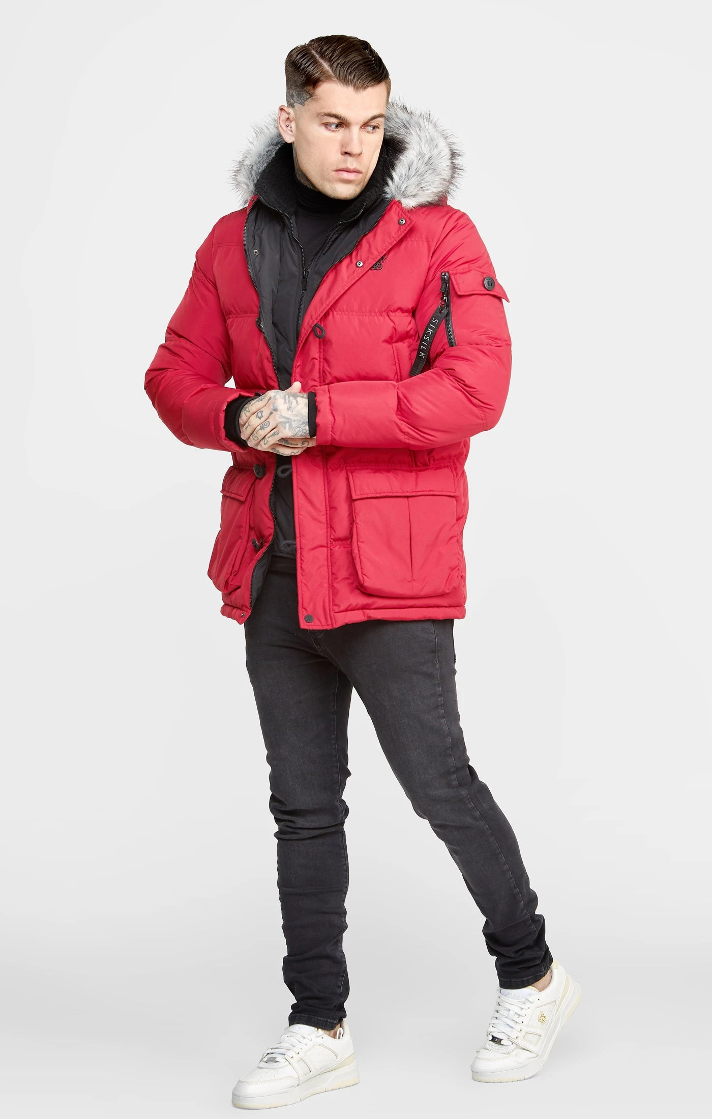 SikSilk Red Arctic Parka - Image 3