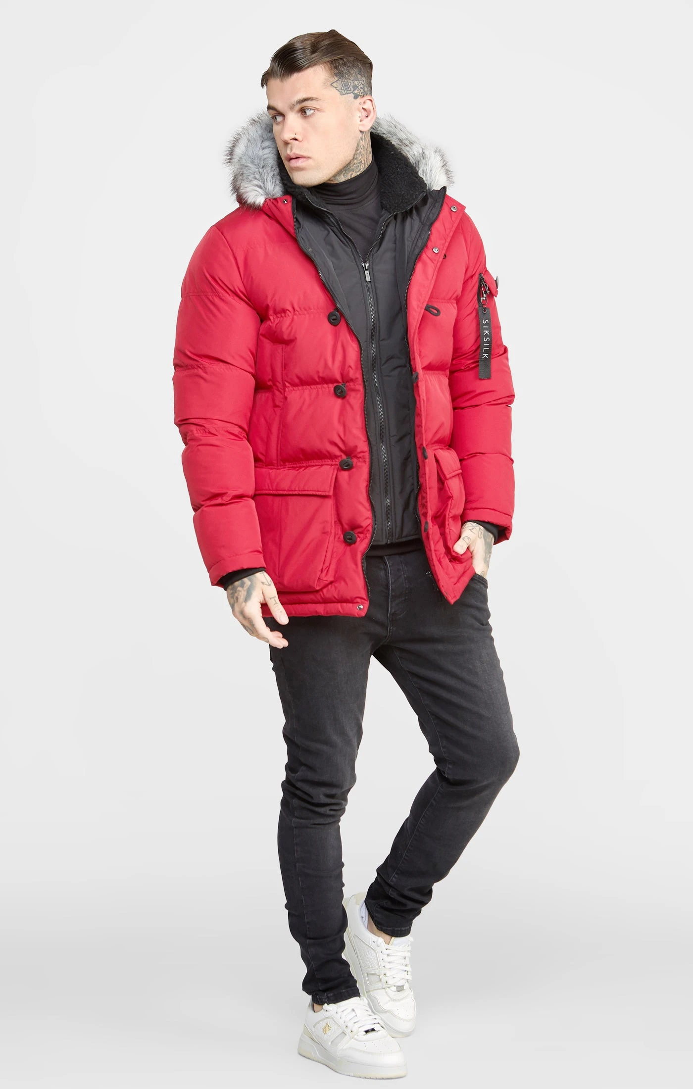 SikSilk Red Arctic Parka - Image 4