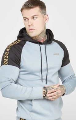 SikSilk Grey Sports Panelled Overhead Hoodie