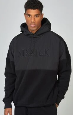 SikSilk Black Polar Fleece Cut & Sew Overhead Hoodie