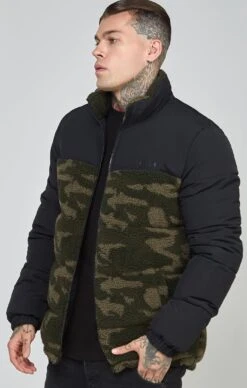 SikSilk Black Sherpa Bubble Jacket