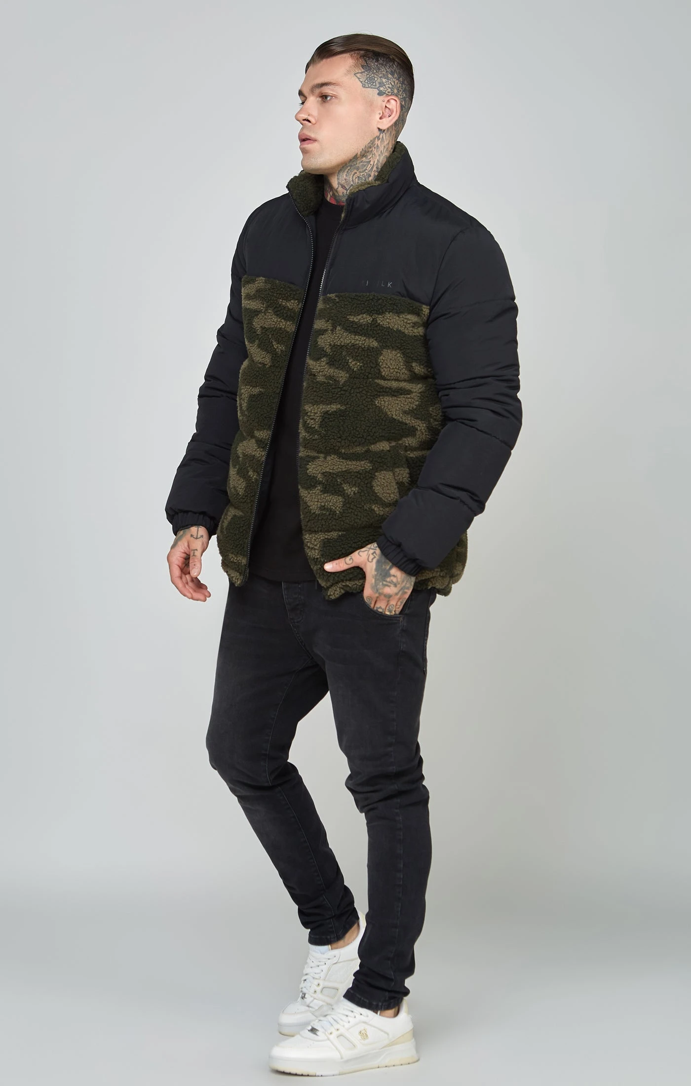 SikSilk Black Sherpa Bubble Jacket - Image 2