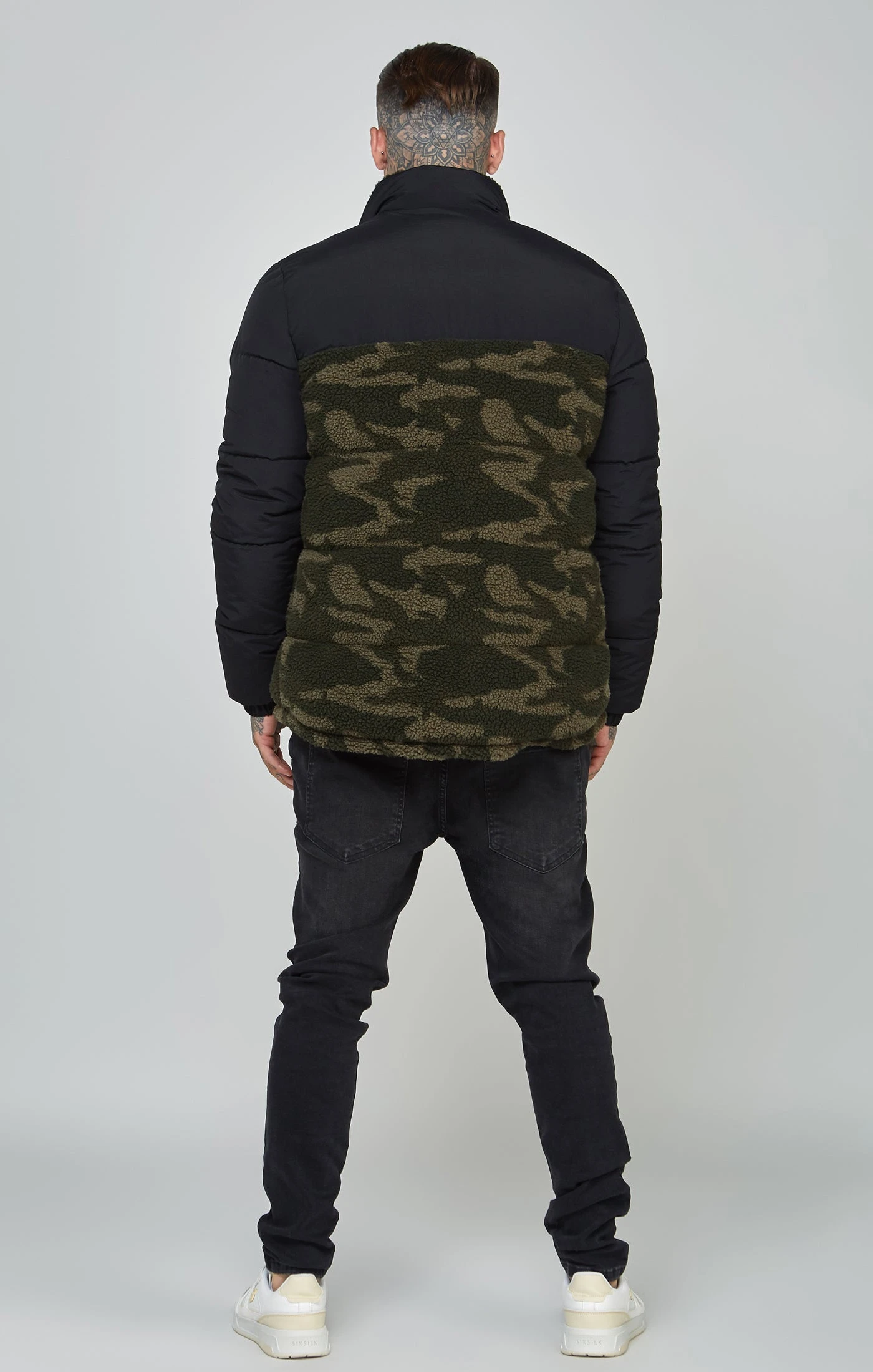 SikSilk Black Sherpa Bubble Jacket - Image 5
