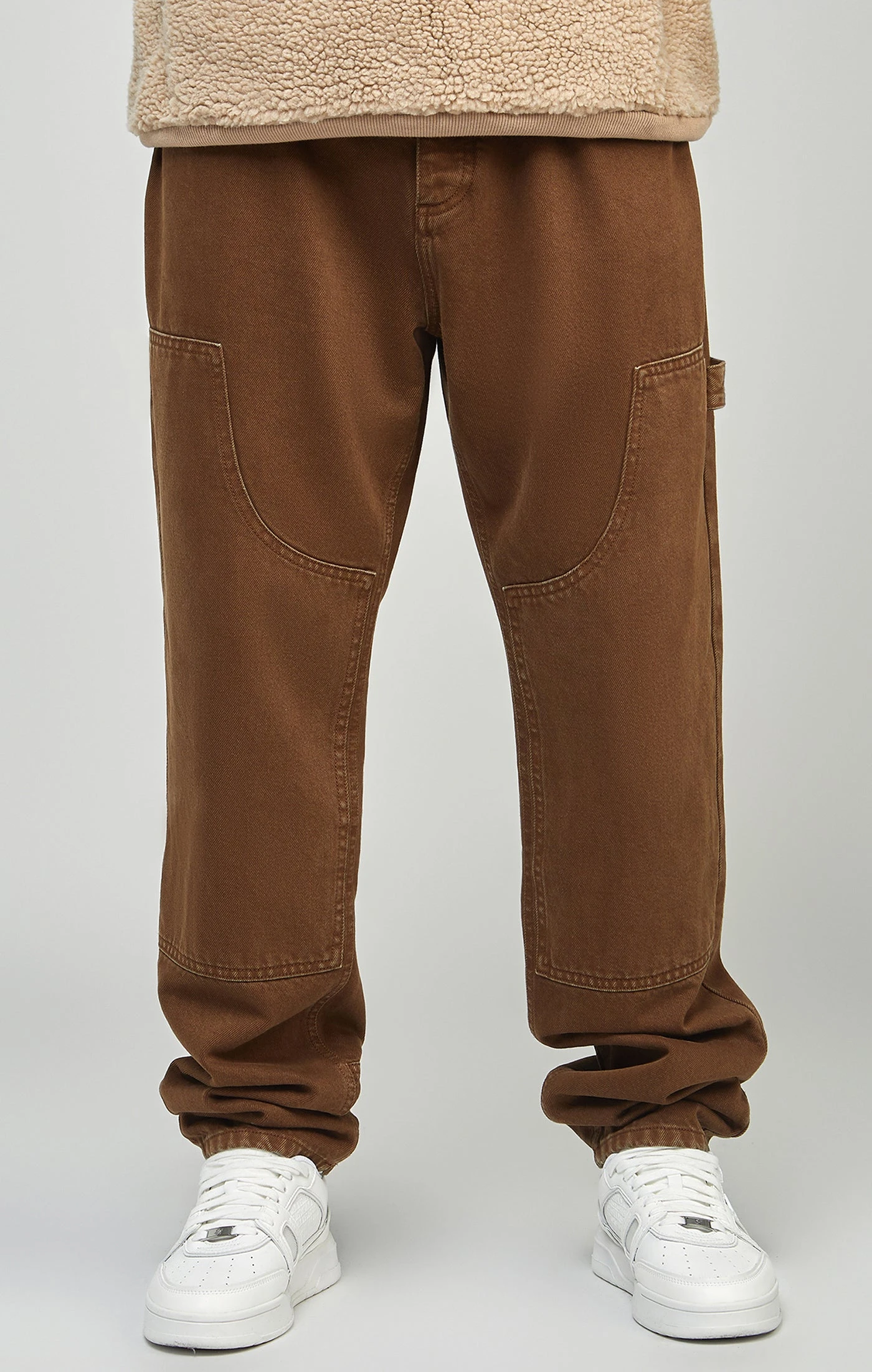SikSilk Brown Straight Fit Carpenter Denim - Image 3