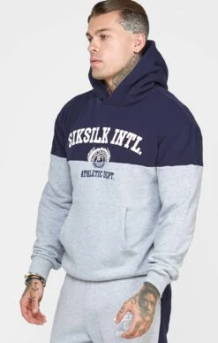 SikSilk Navy Cut And Sew Oversized Hoodie