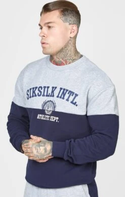 SikSilk Navy Cut And Sew Oversized Sweat