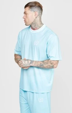 SikSilk Blue Mesh Drop Shoulder Tee