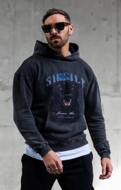 SikSilk Black Graphic Slim Cropped Hoodie