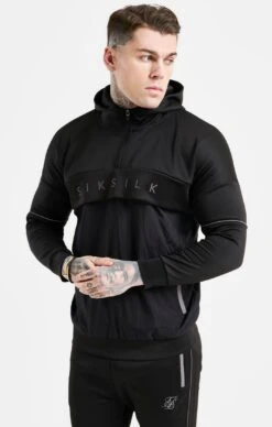 SikSilk Black Panelled Hoodie