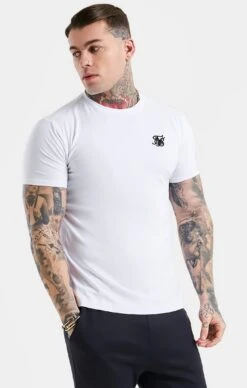 SikSilk White Essential Short Sleeve Muscle Fit T-Shirt