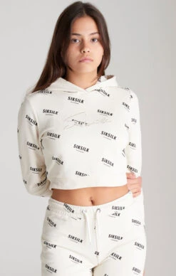 SikSilk Girls Ecru Signature Cropped Sweatshirt