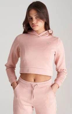 SikSilk Girls Pink Taped Cropped Hoodie