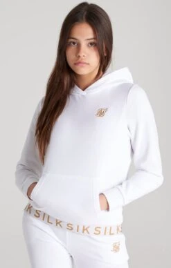 SikSilk Girls White Taped Overhead Hoodie