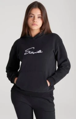 SikSilk Girls Black Signature Overhead Hoodie