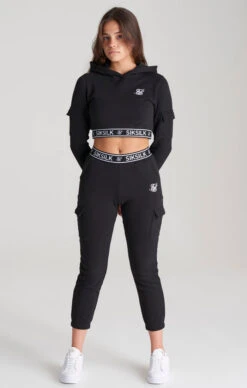 SikSilk Girls Black Cargo Track Pant