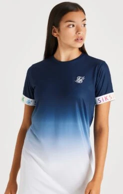 SikSilk Rainbow Fade T-Shirt Dress - Navy & White