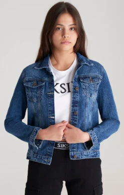 SikSilk Girls Midstone Denim Hooded Jacket