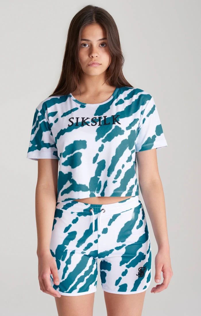 SikSilk Girls White Tie Dye Cropped T-Shirt - Image 2