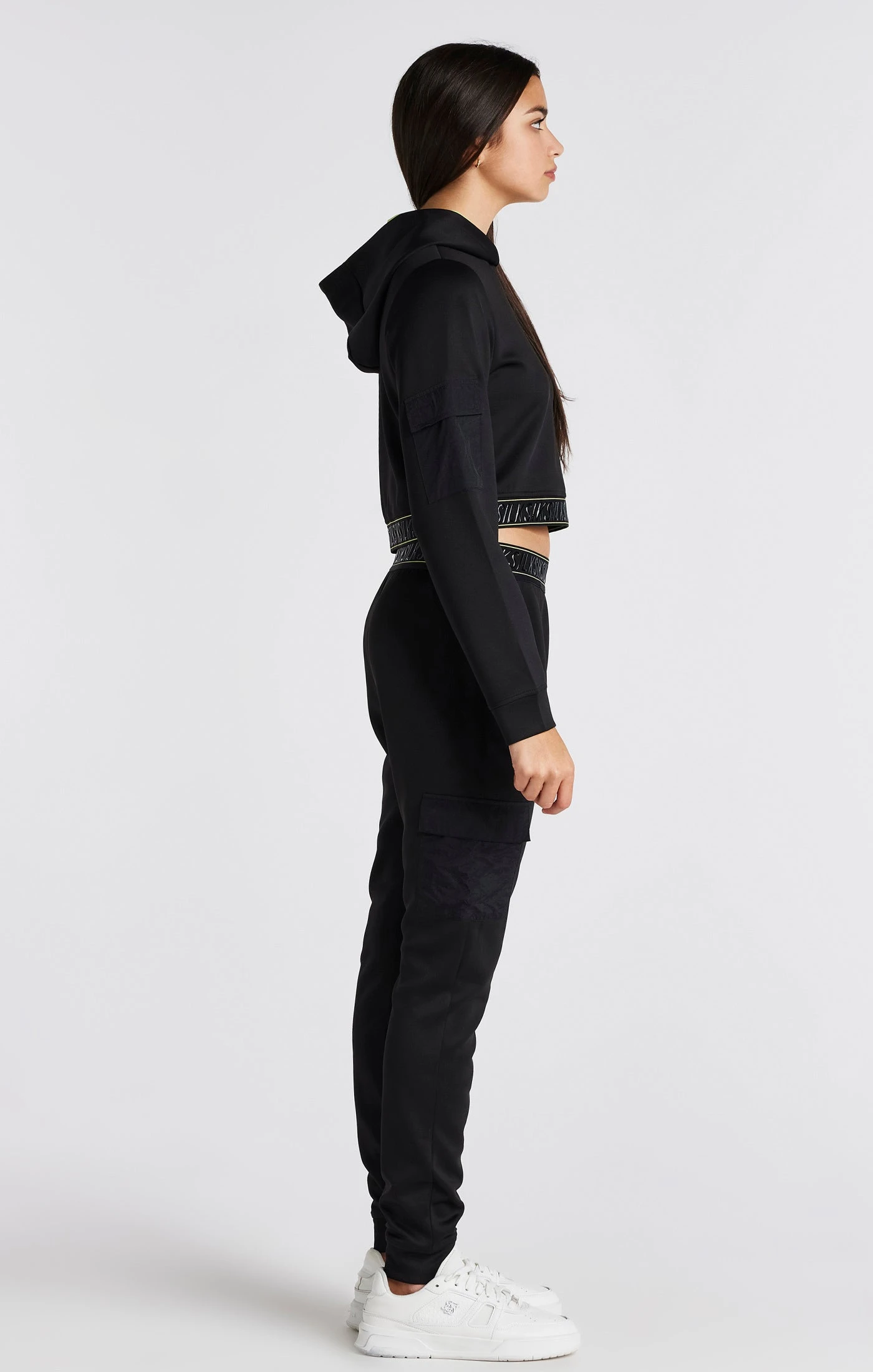 SikSilk Girls Black Cargo Track Top - Image 4