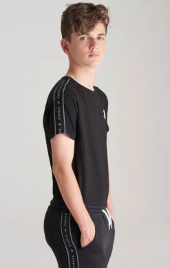 SikSilk Boys Black Taped Raglan T-Shirt