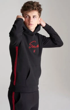 SikSilk Boys Black Taped Overhead Hoodie