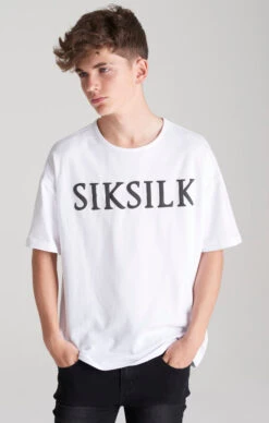 SikSilk Boys White Oversized T-Shirt