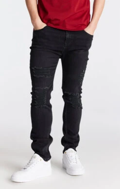 SikSilk Boys Black Distressed Slim Denim Jean