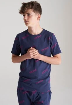 SikSilk Boys Navy Monogram Printed T-Shirt