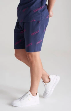 SikSilk Boys Navy Monogram Printed Short