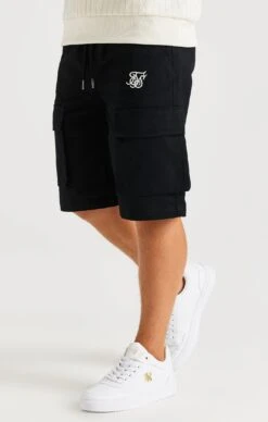 SikSilk Retro Classic Cargo Shorts - Black