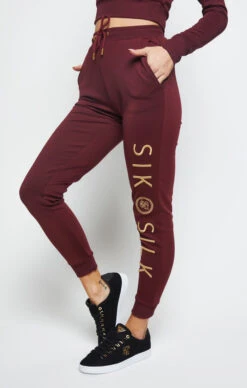 SikSilk Eyelet Mesh Track Pants - Burgundy