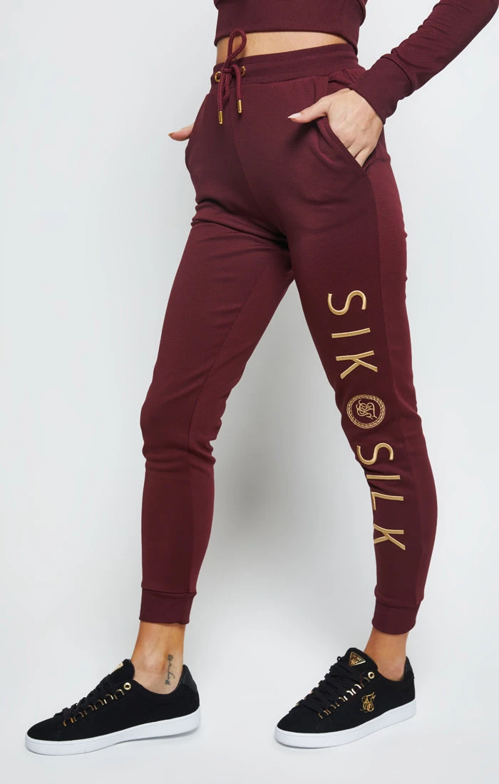SikSilk Eyelet Mesh Track Pants - Burgundy - Image 2