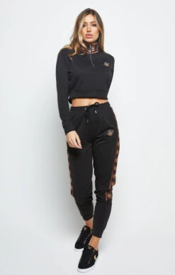 SikSilk Distinction Quarter Zip Crop Hoodie - Black