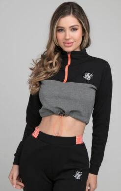 SikSilk Advantage 1/4 Zip Track Top - Black & Grey
