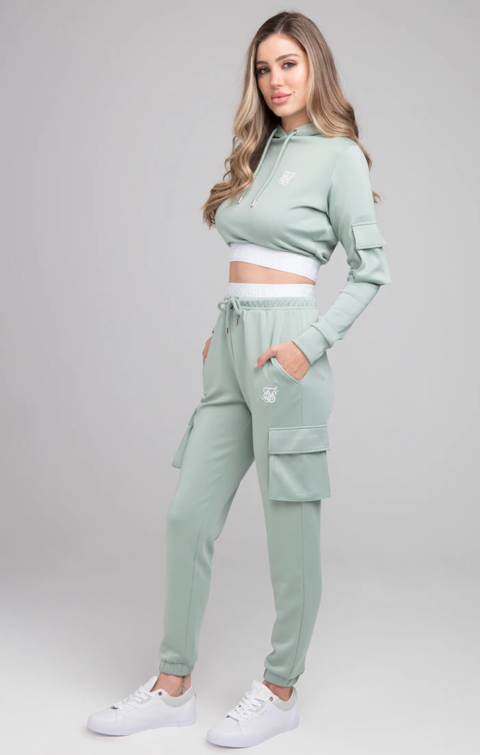 SikSilk Cargo Tape Track Pants - Sage - Image 5
