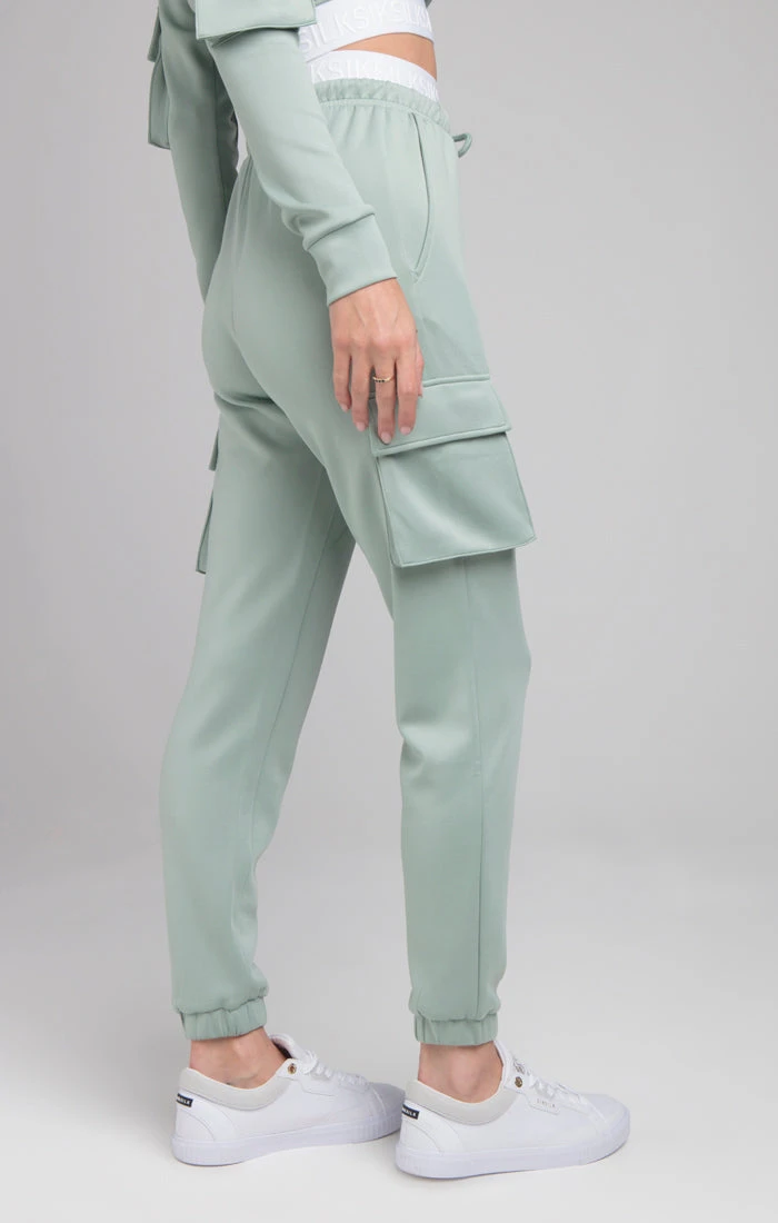 SikSilk Cargo Tape Track Pants - Sage - Image 2
