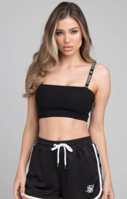 SikSilk Ribbed Tape Bralette - Black