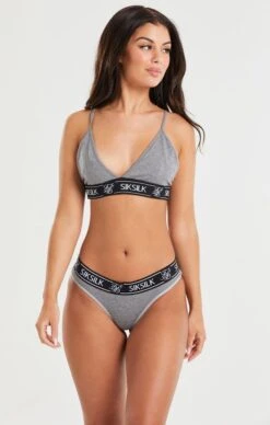 SikSilk Grey Marl Triangle Bralette