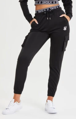 SikSilk Black Cargo Pocket Jogger